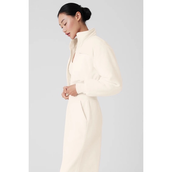 Alo Yoga Polar Fleece Cropped Wintry Mix Jacket Ivory S - Picture 2 of 14